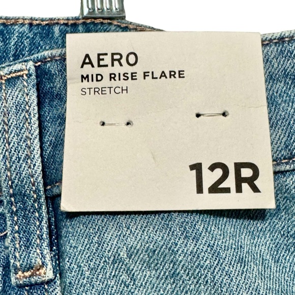 Aeropostale New Mid Rise Flare Cargo Wide Leg Patch Pocket Denim Jeans - Picture 10 of 16